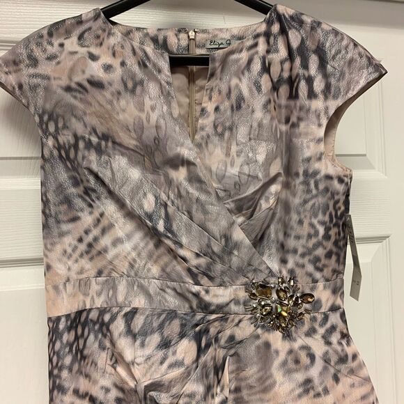 Eliza J Animal Print Taffeta Crystal Embellished Dress sz 12 NWT - Picture 2 of 6